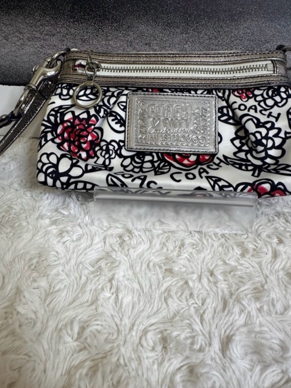 Coach Poppy Floral Graffiti Wristlet, - Picture 3 of 12
